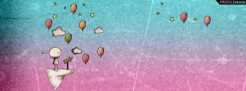 Pink & Blue Artistic Balloons Facebook Cover