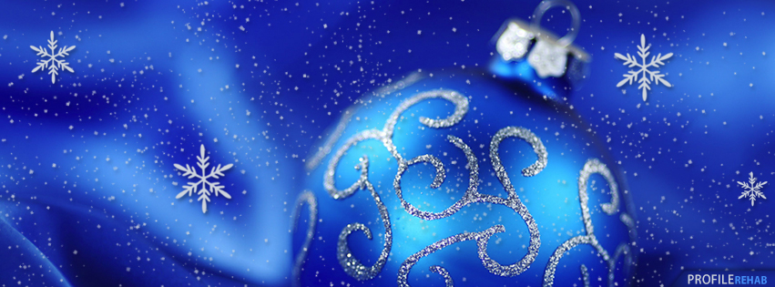 Blue Christmas Ornament with Snowflakes Facebook Cover - Picture Christmas Ornaments