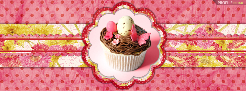 Hot Pink Easter Egg Cupcake Facebook Cover Photos Preview