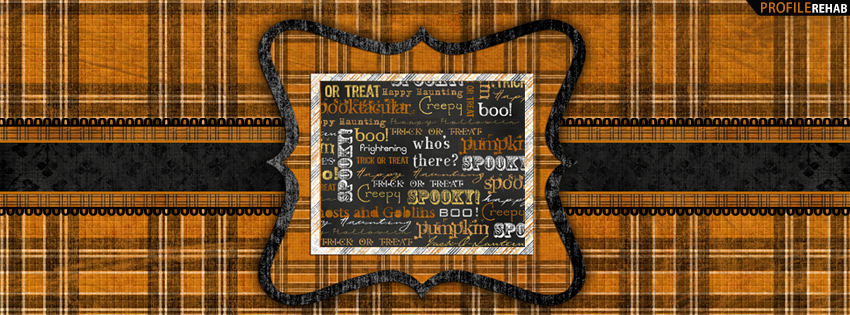 Plaid Halloween Words Facebook Cover - Haloween Pictures of Halloween Sayings