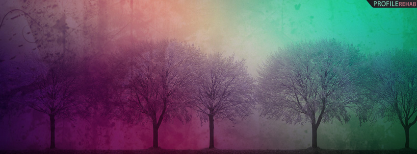 Rainbow Grunge Trees Facebook Cover 