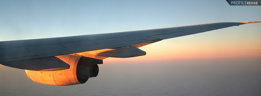 Airplane Wing in Sunset Facebook Cover