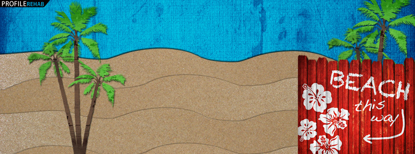 Beach This Way Summer Facebook Cover - Beach Artwork for FB - Cute Beach Art