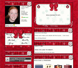 Red Snowflake Myspace Layout - Red Christmas Snowflake Layout - Snowflake Theme