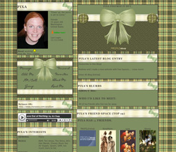 Green & Yellow Plaid Layout - Plaid Bow Myspace Layout