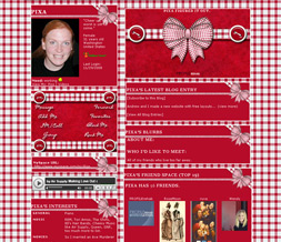 Red Checkered Myspace Layout - Checkered Ribbon Layout - Checkered Theme