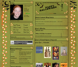 Halloween Myspace Theme - Girly Halloween Layouts - Candy Corn Layout Preview