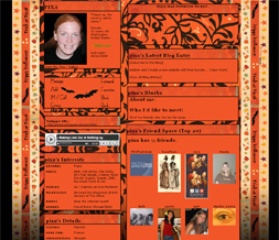 Halloween Myspace Theme - Orange & Black Flower Pattern Preview