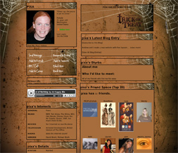 Halloween Spider Web Myspace Layout - Spiderweb Theme Preview