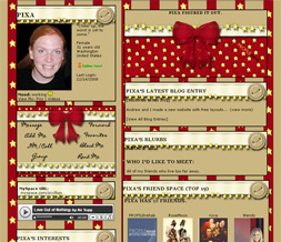 Red & Brown With Yellow Stars Myspace Layout - Red & Brown Theme