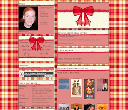 Yellow & Red Checkered Myspace Layout - Red Tinsel Layout - Checkered Theme Preview