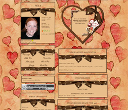 Big Red Hearts Myspace Layout - Pink & Brown Valentines Theme