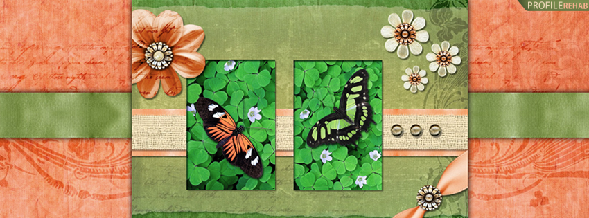 Green & Orange Butterflies Facebook Cover for Timeline