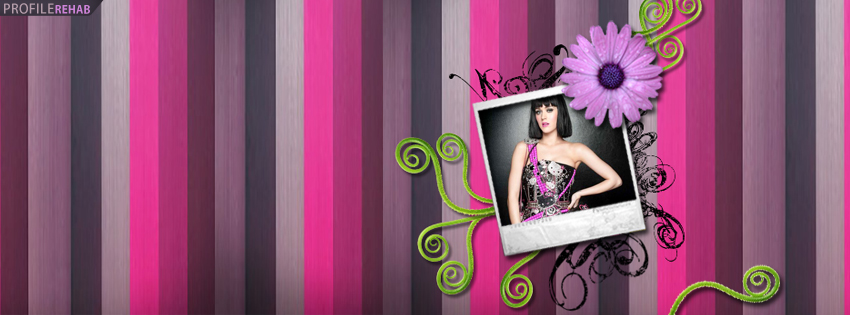 Purple & Pink Striped Katy Perry Facebook Cover