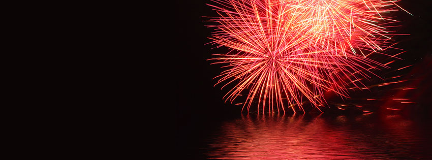 Fireworks over Black Ocean Facebook Cover