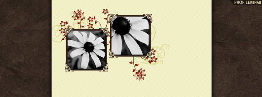 Elegant Black and White Flowers Facebook Cover