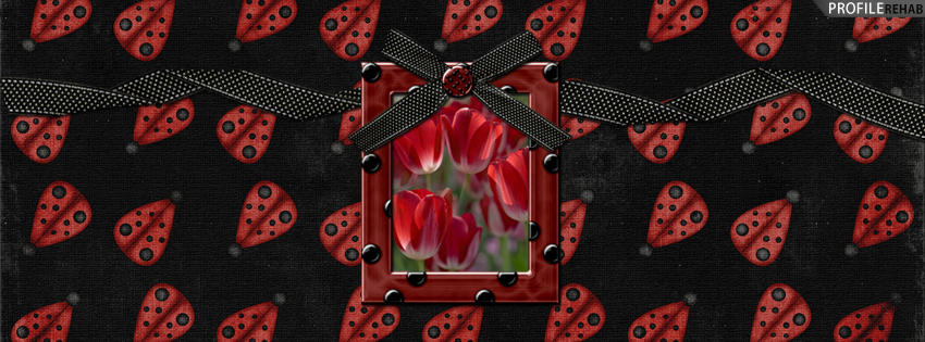 Black & Red Tulips Facebook Cover with Ladybugs