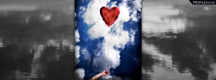 Heart Balloon in Clouds Facebook Cover - Heart Balloons Images