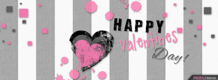 Pink and Grey Happy Valentines Day FB Cover - Happy Valentines Day Pics for Facebook