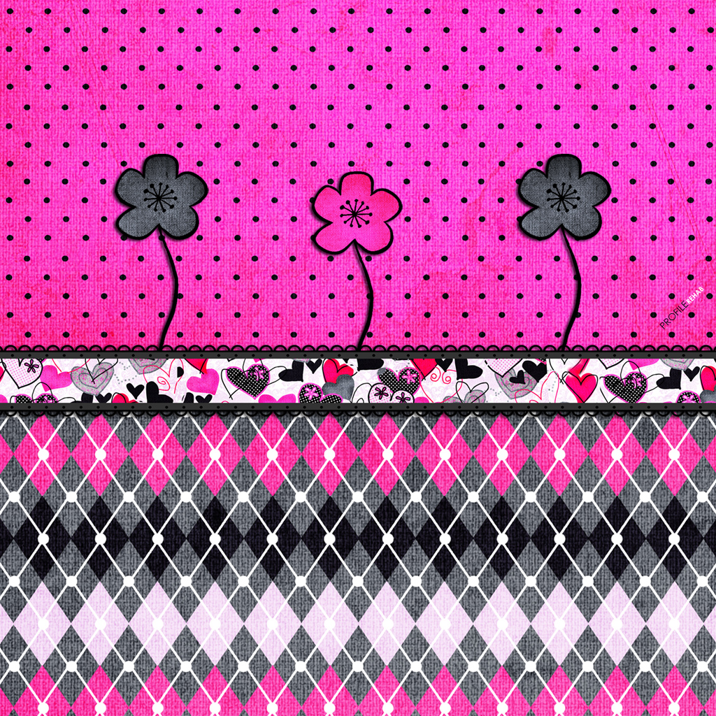 [1024x1024] Pink & Black Polkadots Wallpaper - Black & Pink Flower ...